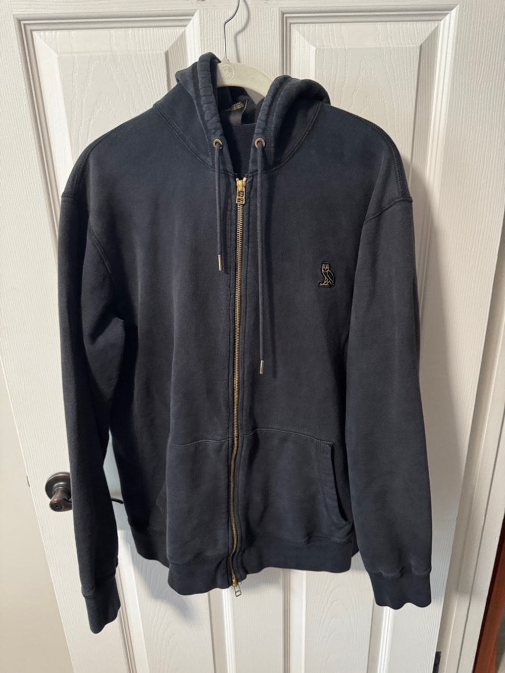 OVO Black Zip-Up Hoodie with Gold Hardware